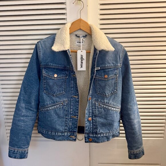 Wrangler Retro Western Denim Jacket Sherpa Lined Women's S Workwear NWT - Picture 1 of 3